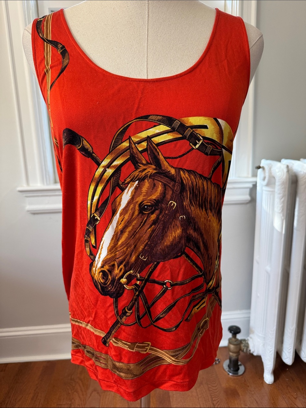 Ralph Lauren 100% silk Equestrian print Tank Top
